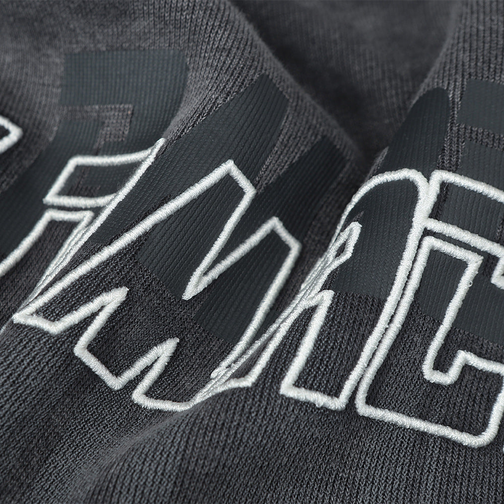 Washed Letter Print Pullover | Utility Pocket Streetwear Hoodie