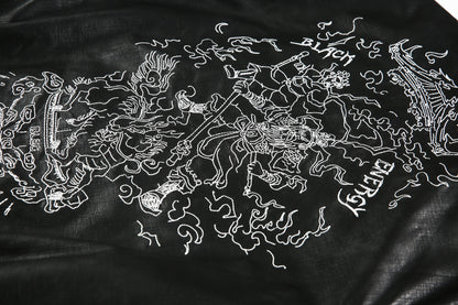 Retro Motorcycle Streetwear Coat | Embroidered Leather Jacket - Santo 