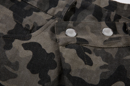 Y2K Vintage Wide Leg Pants | Camouflage Straight Denim Jeans - Santo 