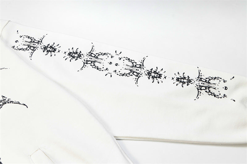 Dragon Bone Print Pullover | Retro Rivet Streetwear Hoodie