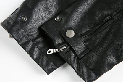 Retro Motorcycle Streetwear Coat | Embroidered Leather Jacket - Santo 