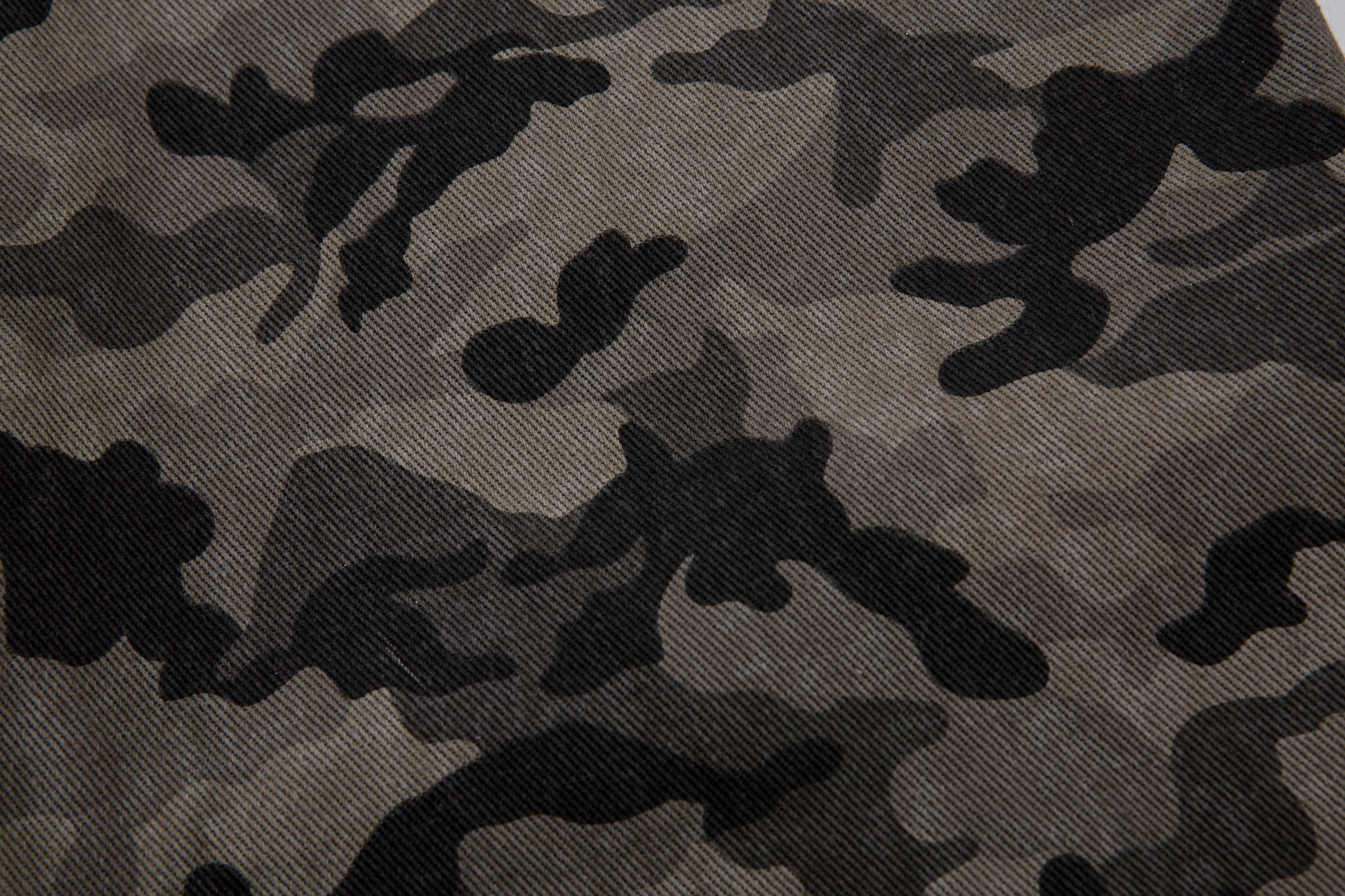 Y2K Vintage Wide Leg Pants | Camouflage Straight Denim Jeans - Santo 