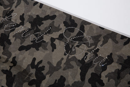 Y2K Vintage Wide Leg Pants | Camouflage Straight Denim Jeans - Santo 