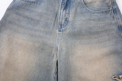 Camo Star Cuffed Denim | Baggy Streetwear Jeans - Santo 