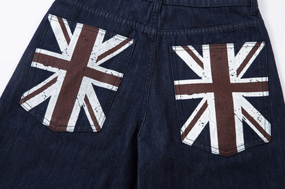 Retro Spliced Streetwear Denim | Y2K Wide Leg Baggy Jeans - Santo 