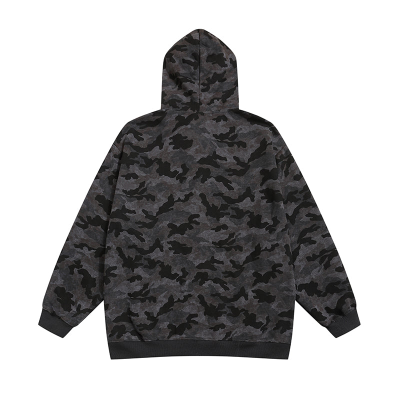 Sweat à capuche zippé graphique Camo Chic