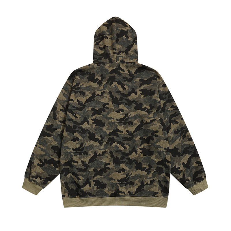 Felpa con cappuccio con zip grafica Camo Chic |