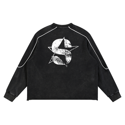 Mineral Wash Raw Hem Sweatshirt