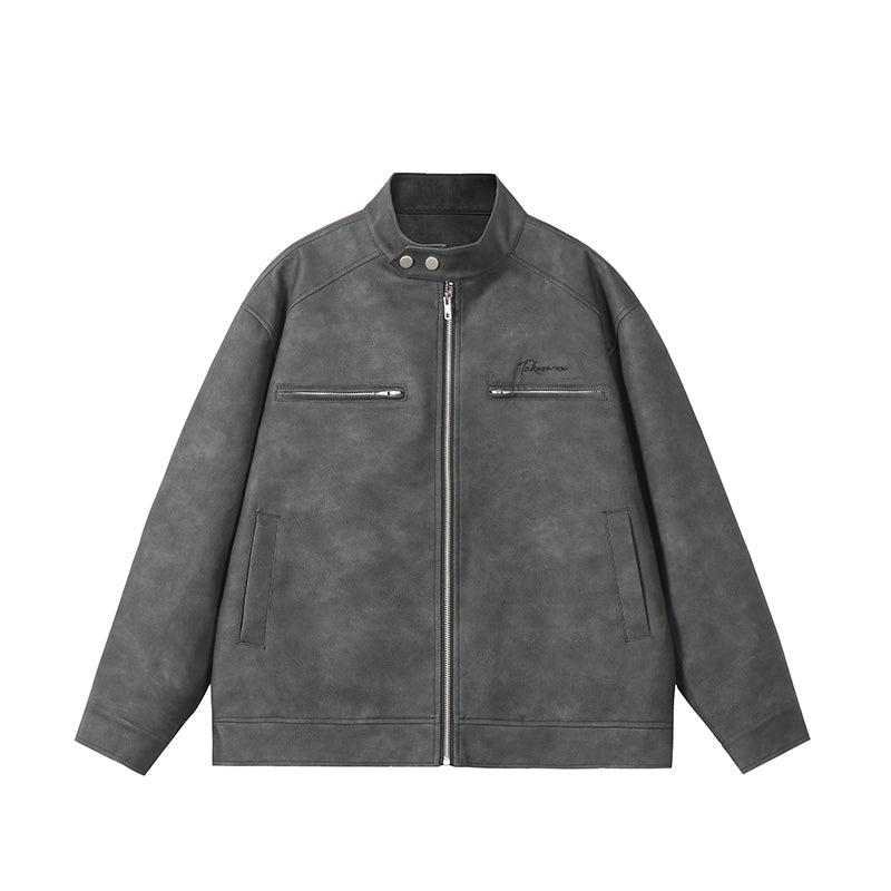 Veste en cuir style moto Classic Edge