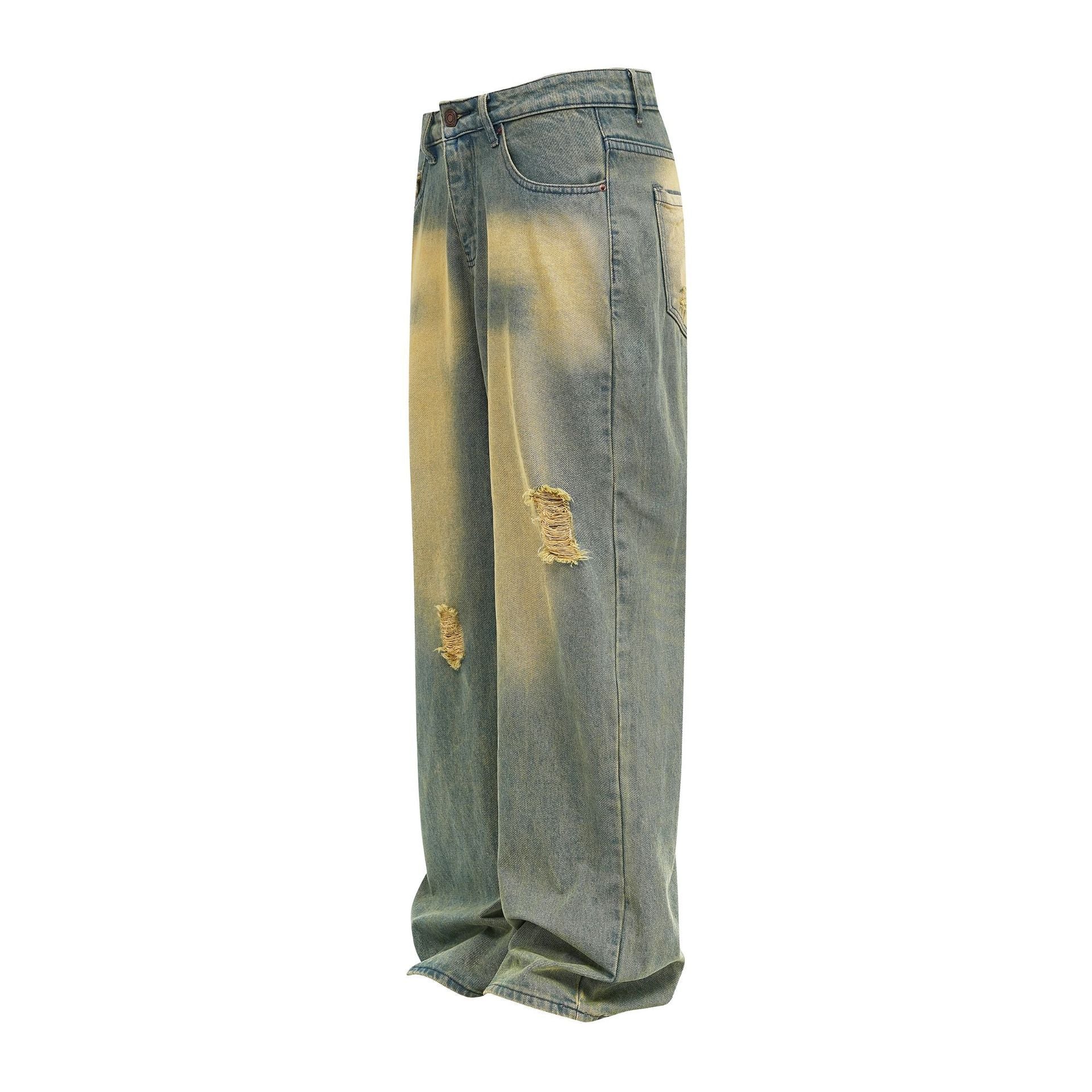 "Distressed Faded Hole" Jeans - Santo 