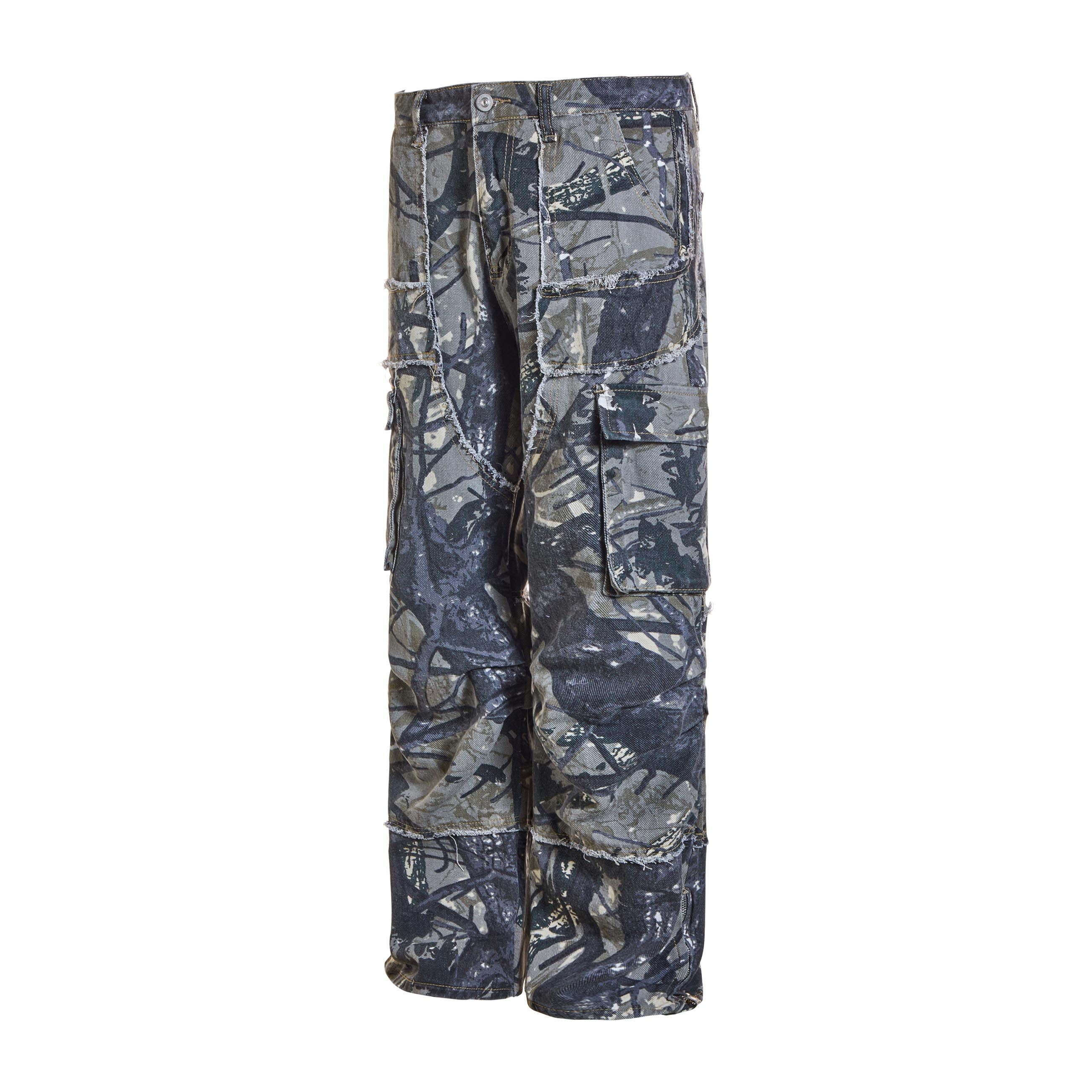 Patchwork vieilli | Pantalon cargo camouflage