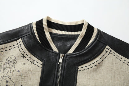 Vintage-Inspired Illustrated Bomber Jacket - Santo 