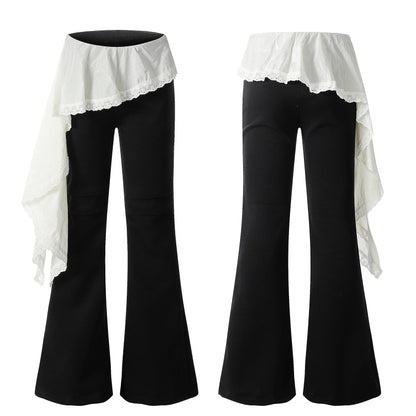 Asym Draper | Flared Pants with White Draped Skirt Layer