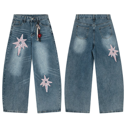 Gingham star | Patchwork straight denim