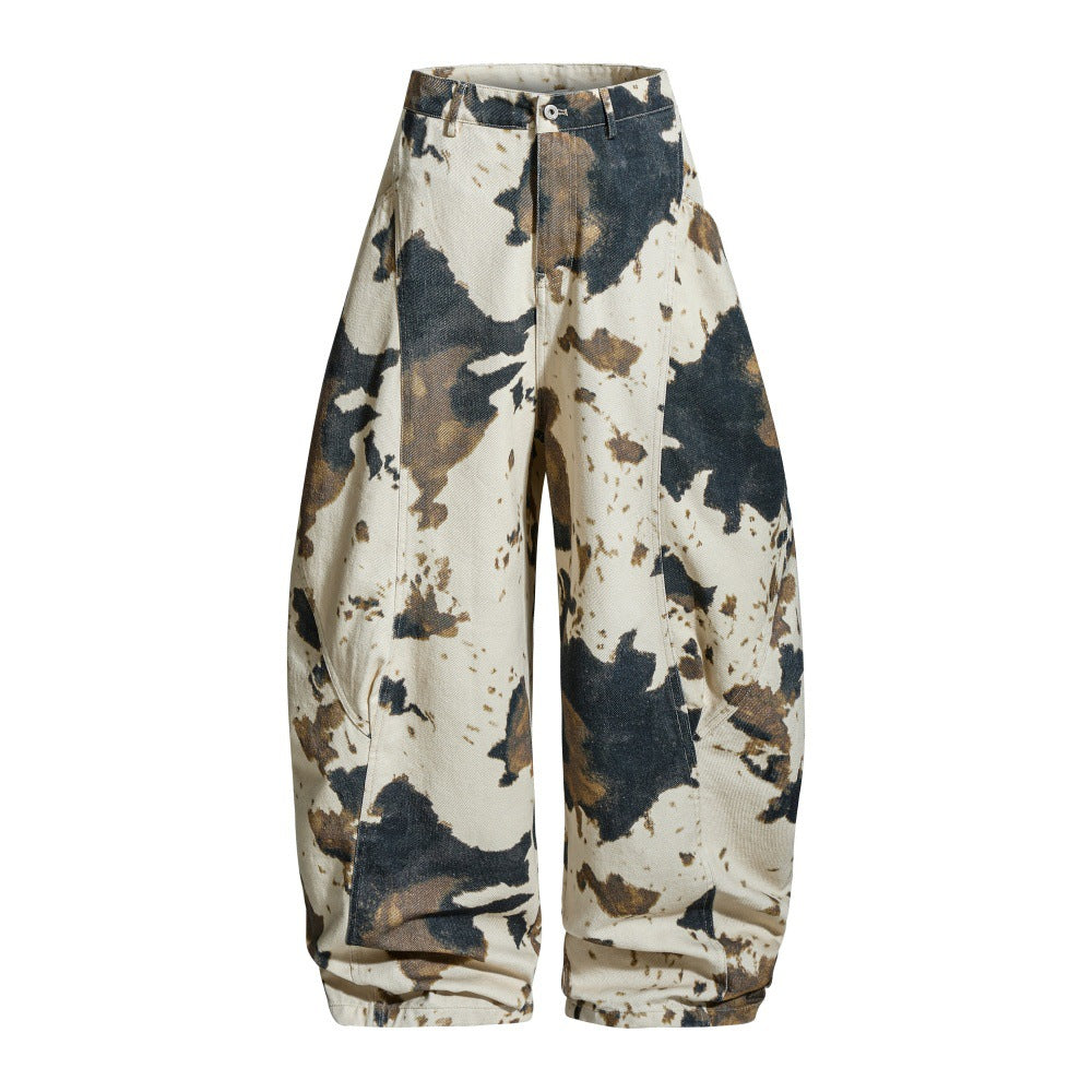 Inkstorm | Splatter-Wash Wide Barrel Pants - Santo 