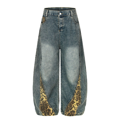 Wild Swerve | Leopard Inset Balloon Denim Pants - Santo 