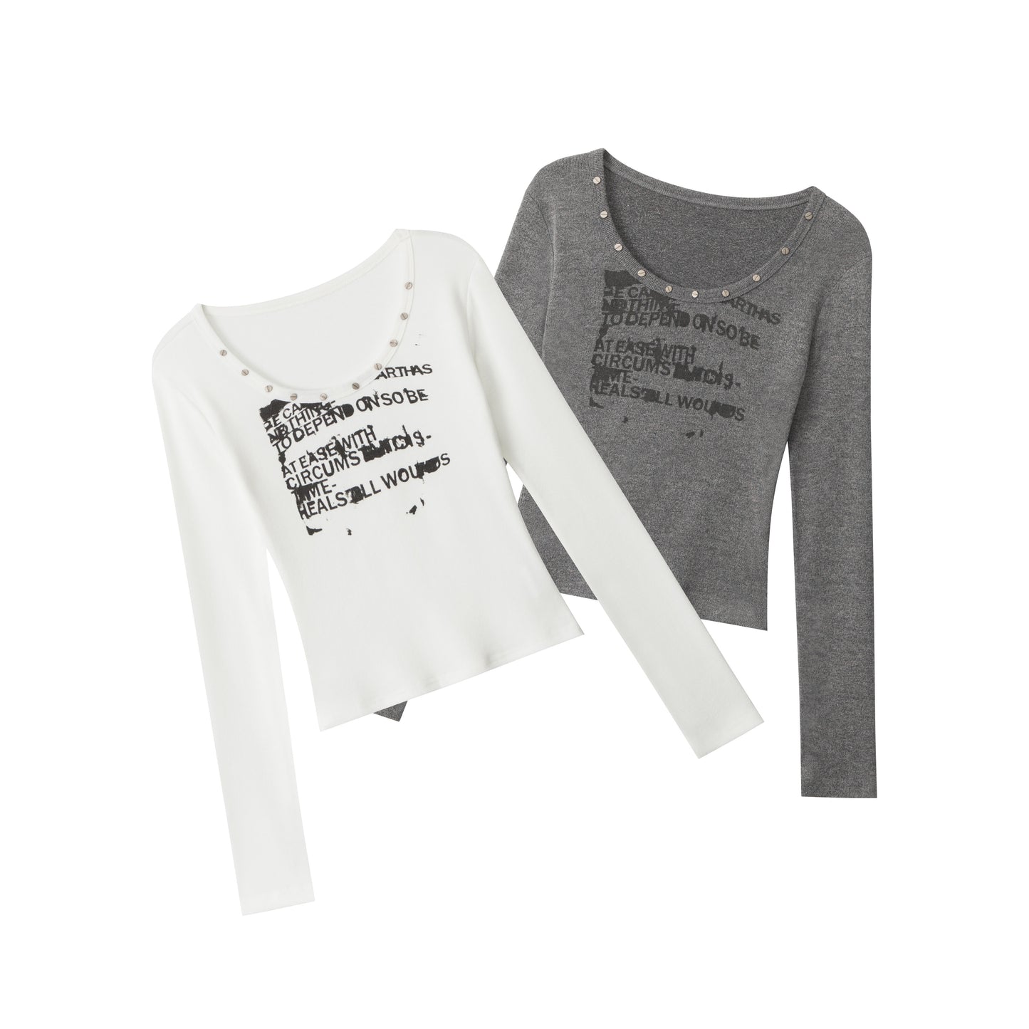 STUDDED SCRIPT | Graphic Scoop-Neck Set