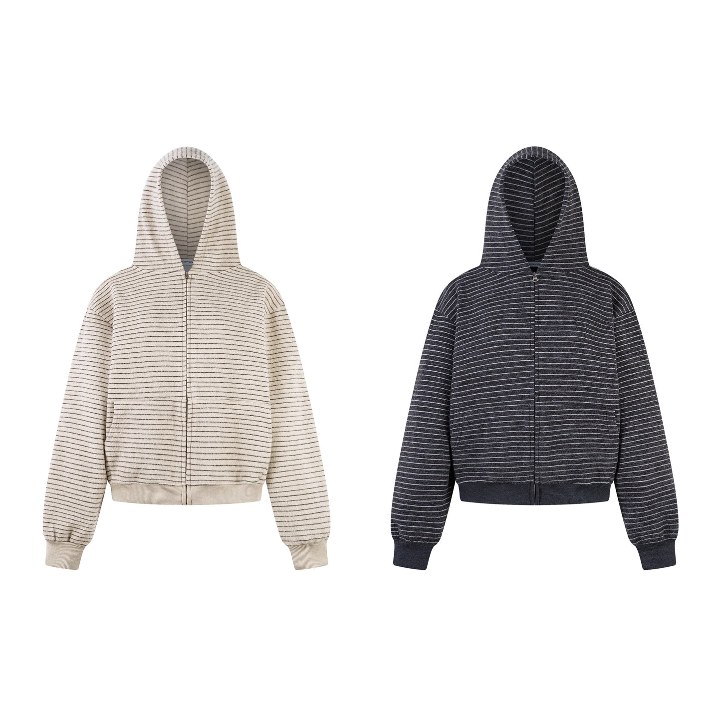 STRIPE CLOUD | Minimalist Knit Zip Hoodie