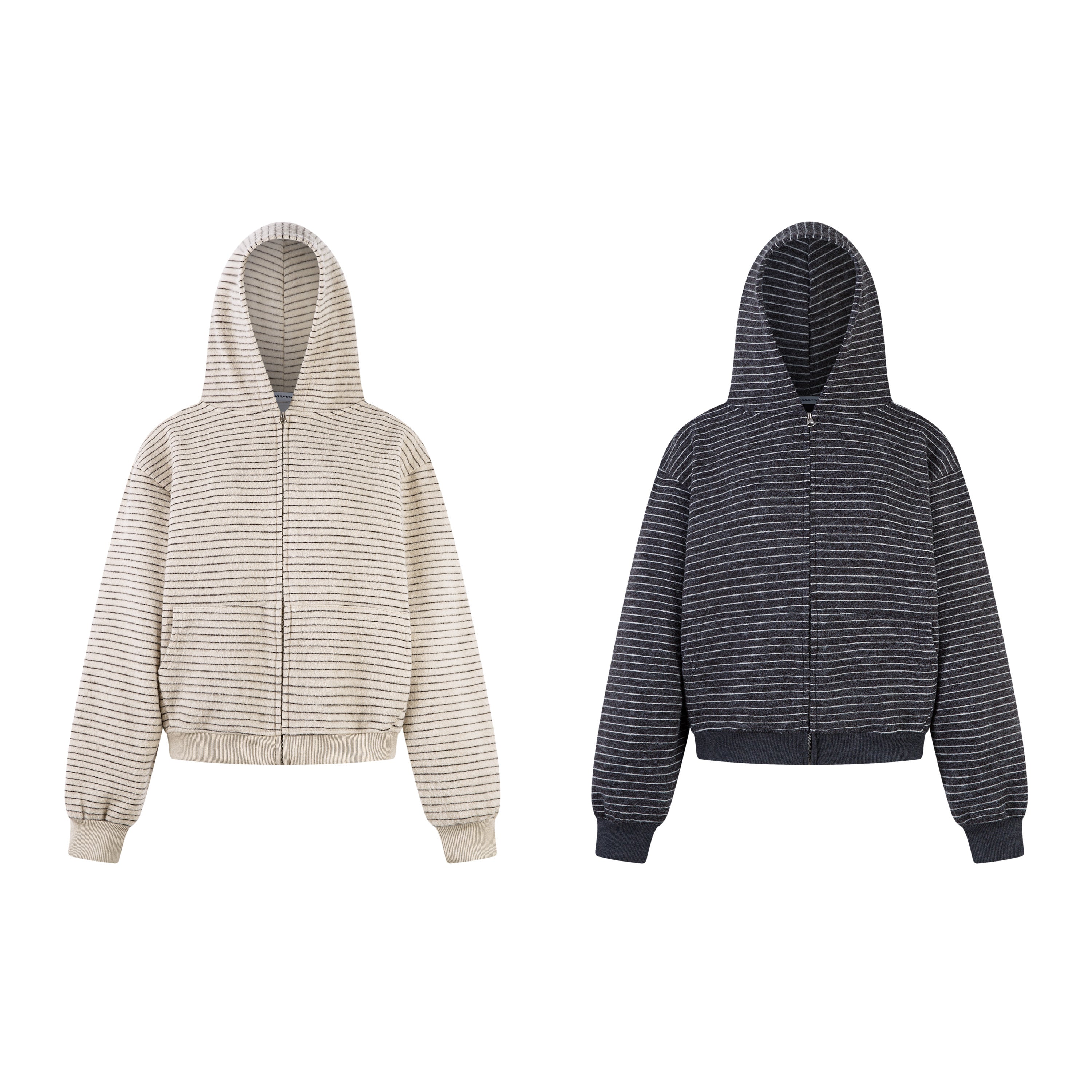 STRIPE CLOUD | Minimalist Knit Zip Hoodie
