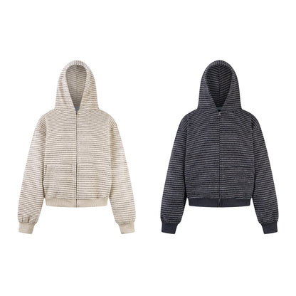 STRIPE CLOUD | Minimalist Knit Zip Hoodie
