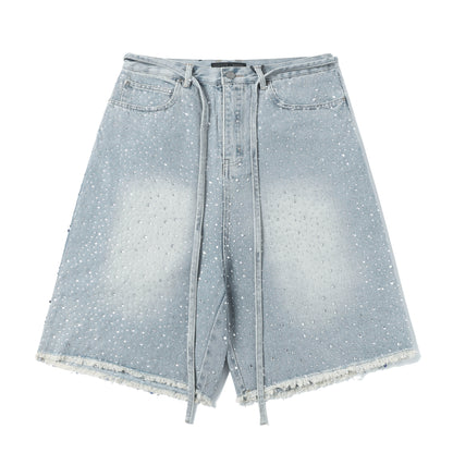 Rhinestone Frayed | Denim Shorts - Santo 