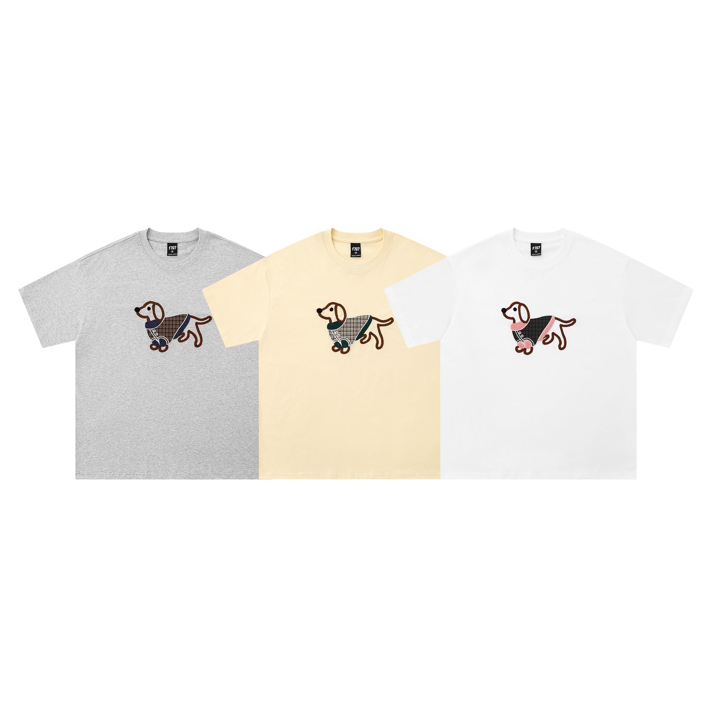Scarf Pup | Embroidered Dog Patch Tee - Santo 