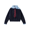 Preppy Fuzz | Mock-Layered Tie Collar Sweater