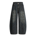 Leopard Print Barrel Jeans | Wide Leg High Rise Streetwear Denim - Santo 