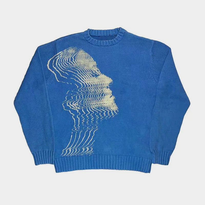 Echoed Visions | Abstract Face Art Sweater - Santo 
