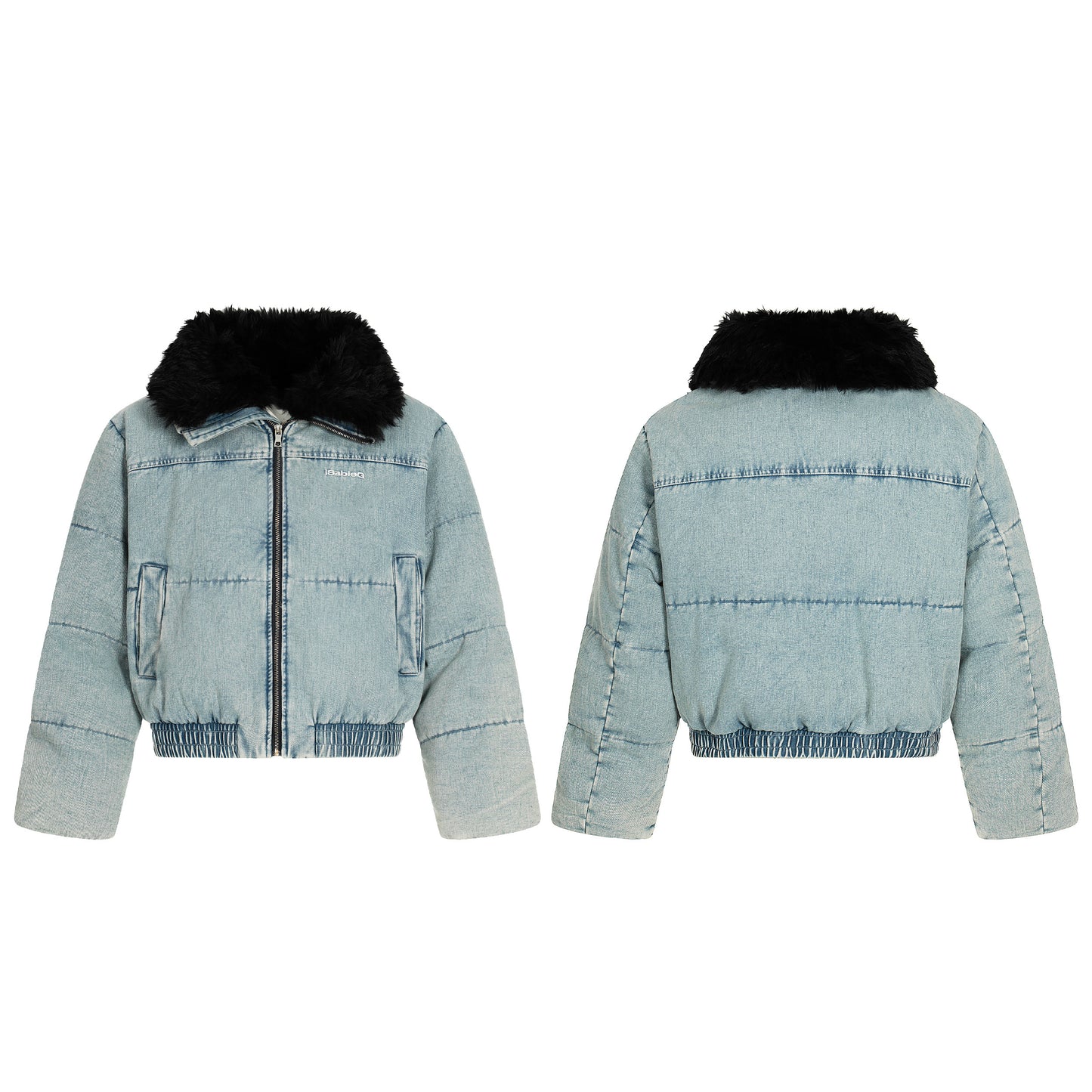 Denim Flare | Faux Fur Collar Bomber Jacket - Santo 