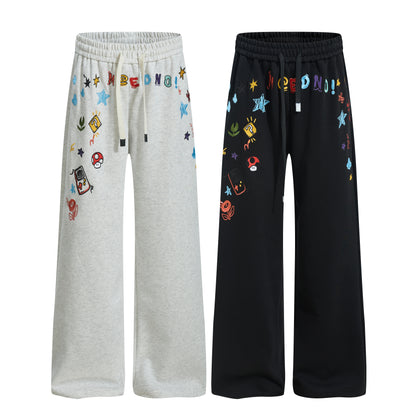 Cartoon Patch Decor | Loose Sweatpants - Santo 