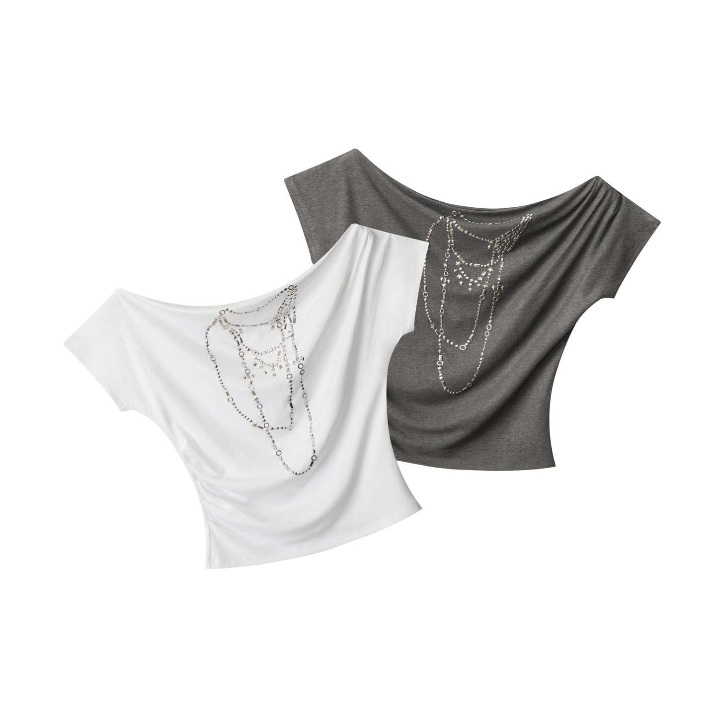 Chain Drape | Asymmetrical Shoulder Tee - Santo 