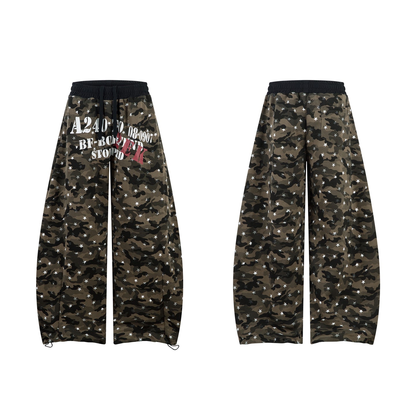 Camo Storm | Printed Drawstring Cargo Pants