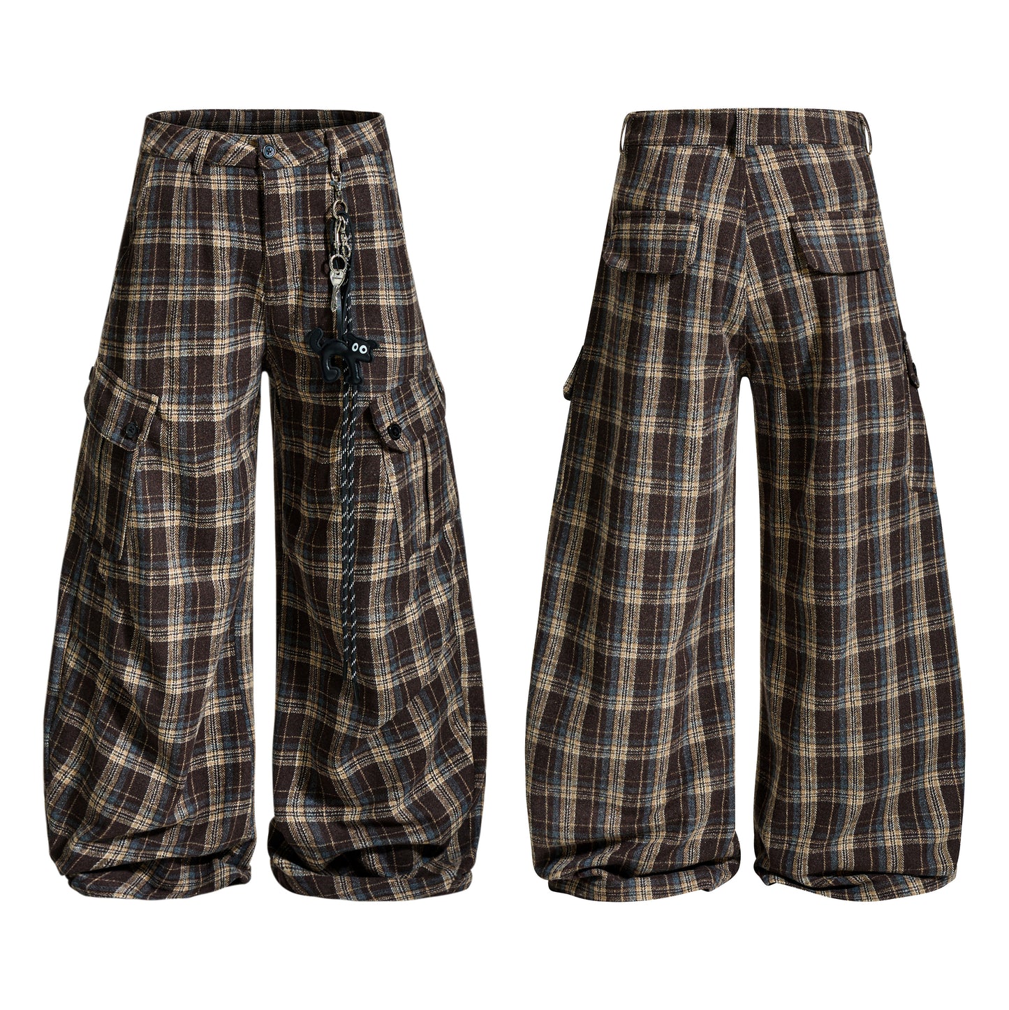 Plaid Flare | Wide-Leg Flannel Cargo Pants