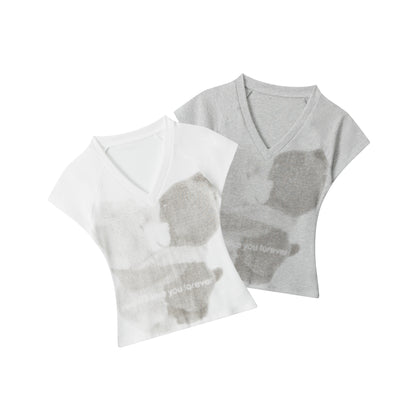 Faded Hug | V-Neck Soft Focus Tee