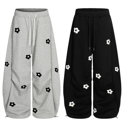 Petal Pockets | Floral Fleece Wide-Leg Pants