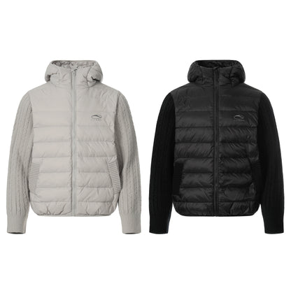 Hybrid Knit-Sleeve | Hooded Puffer Jacket