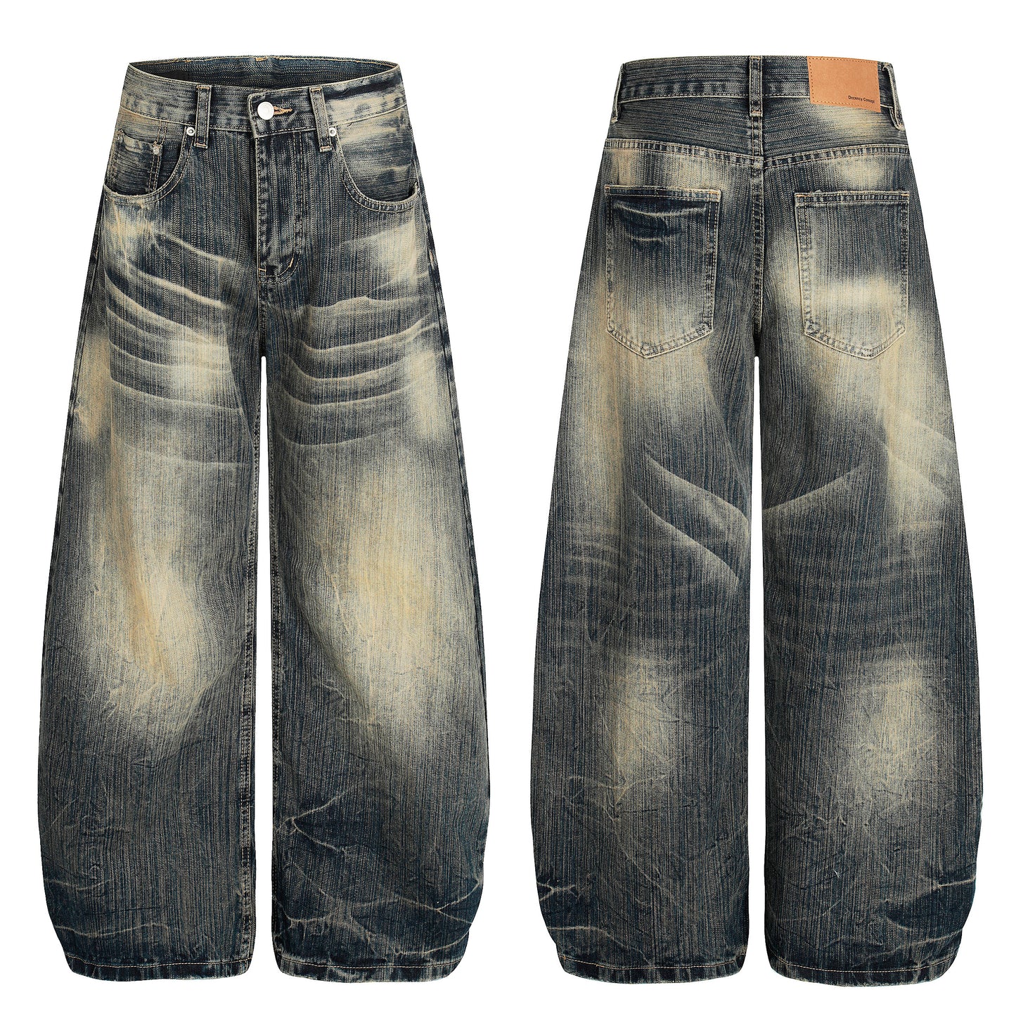 Echo Fade | Distressed Wash Wide-Leg Jeans