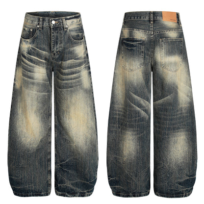 Echo Fade | Distressed Wash Wide-Leg Jeans