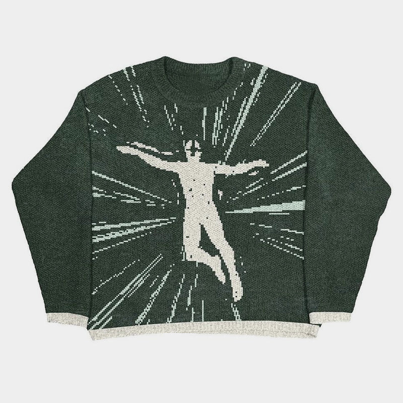 Leaping Boundaries | Abstract Art Knit Sweater - Santo 