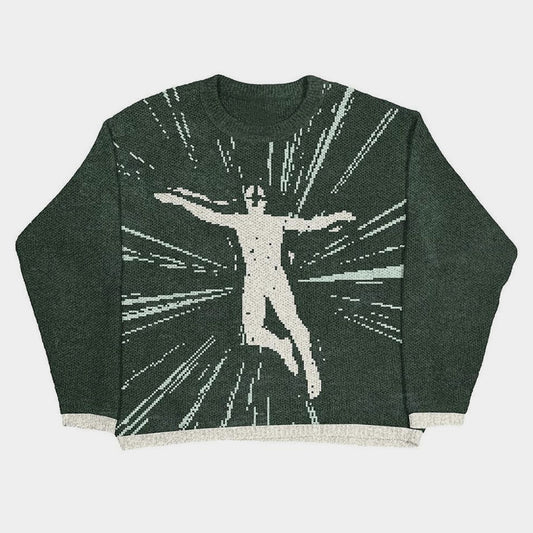 Leaping Boundaries | Abstract Art Knit Sweater - Santo 