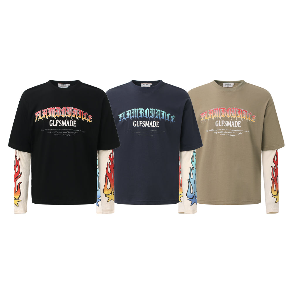 Vintage Flame Letter | Contrast Sweatshirt - Santo 