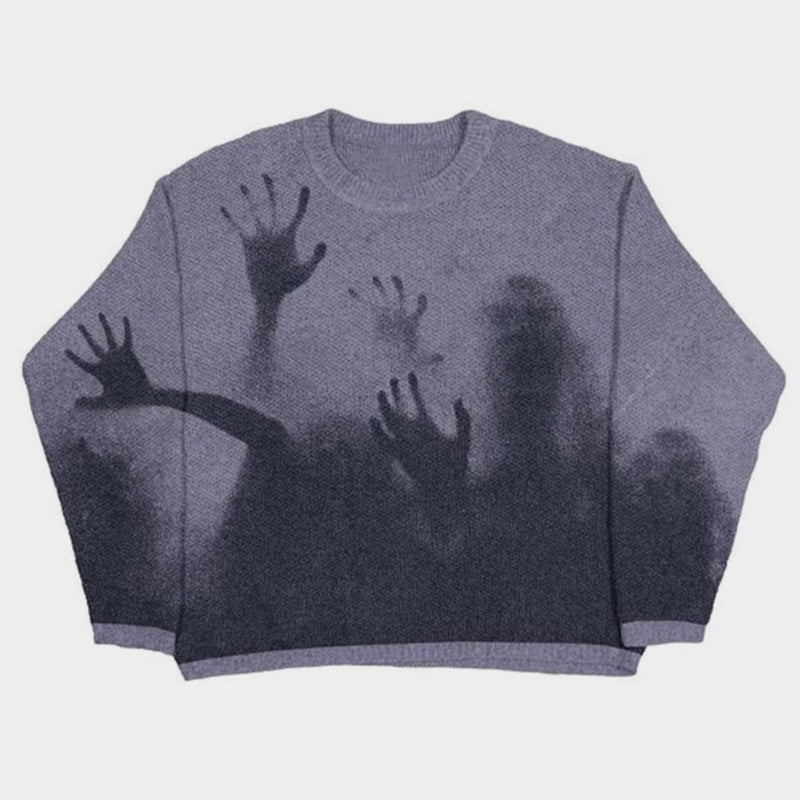 Fading Shadows | Haunted Graphic Knit Sweater - Santo 