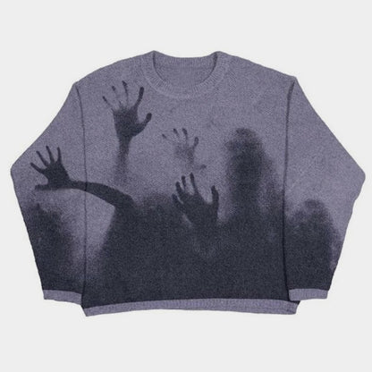 Fading Shadows | Haunted Graphic Knit Sweater - Santo 