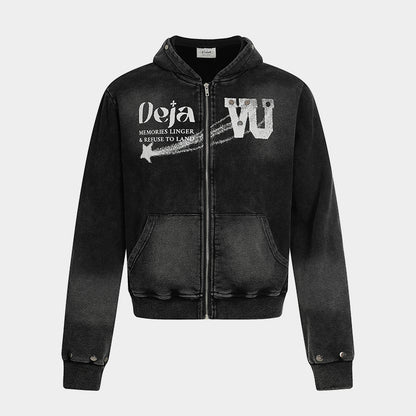 Washed Gradient | Black Zip Up Hoodie - Santo 