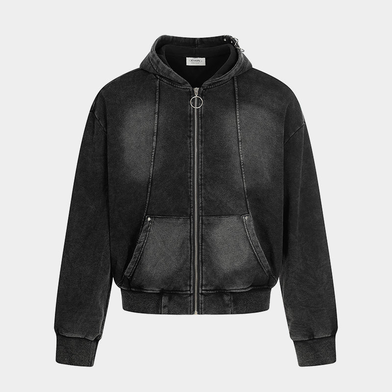 Washed | Oversized Zip Up Hoodie - Santo 