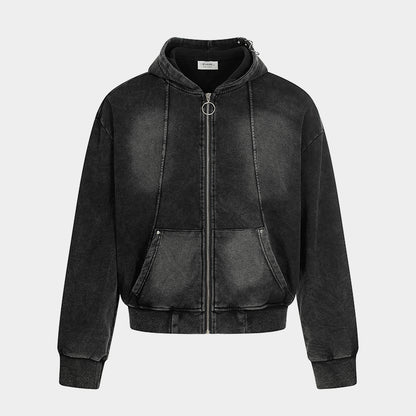 Washed | Oversized Zip Up Hoodie - Santo 