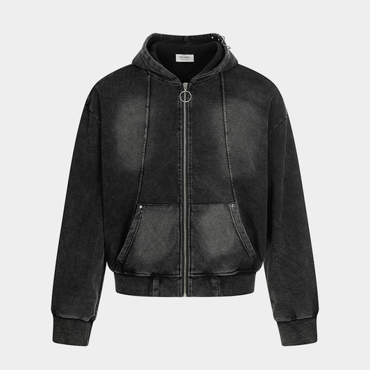 Washed | Oversized Zip Up Hoodie - Santo 