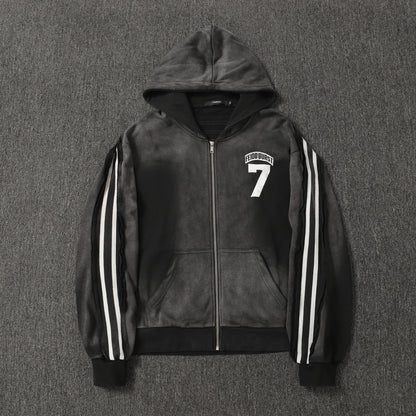 Vintage Sport Stripe | Zip Up Hoodie - Santo 