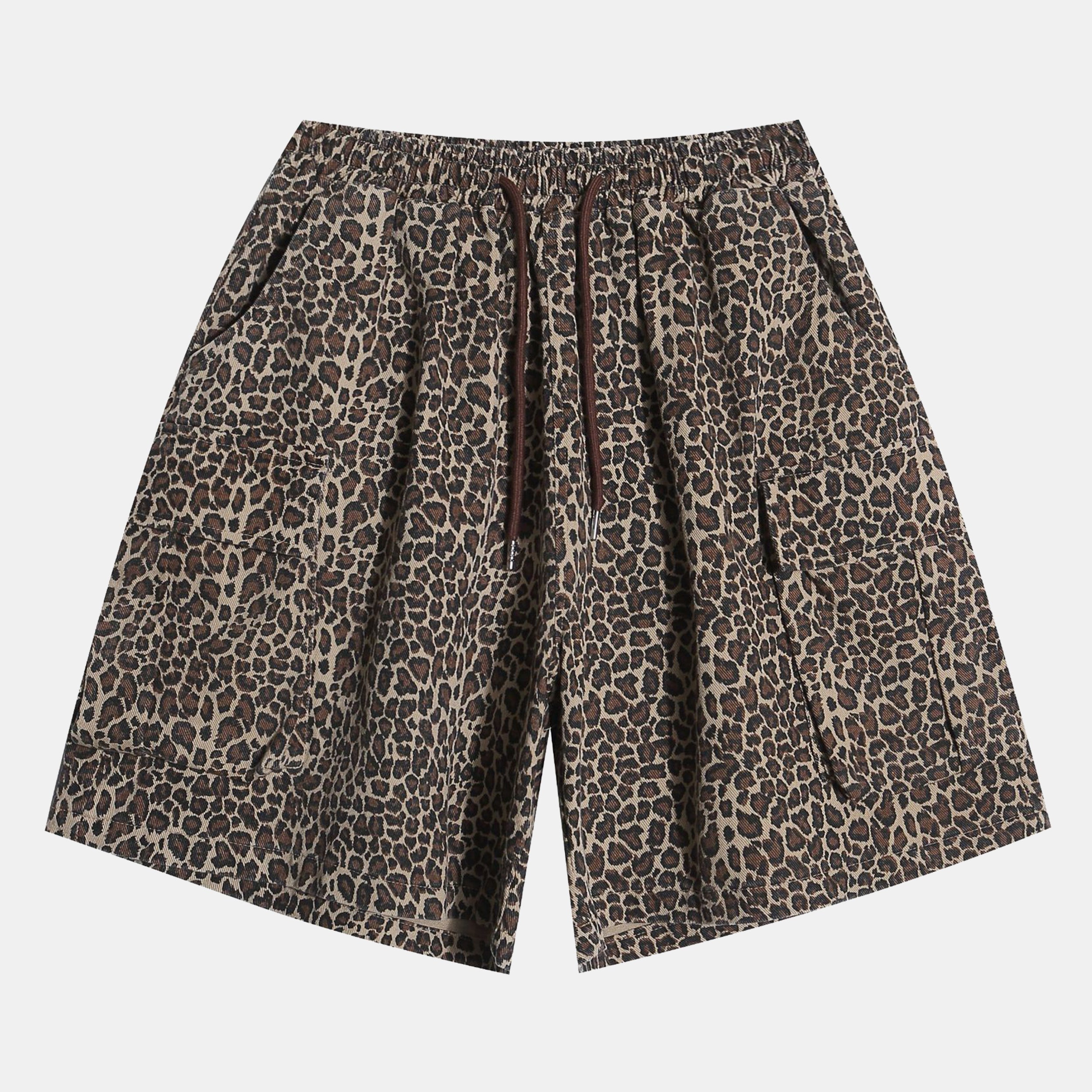 "Drawstring Leopard Print" Shorts - Santo 